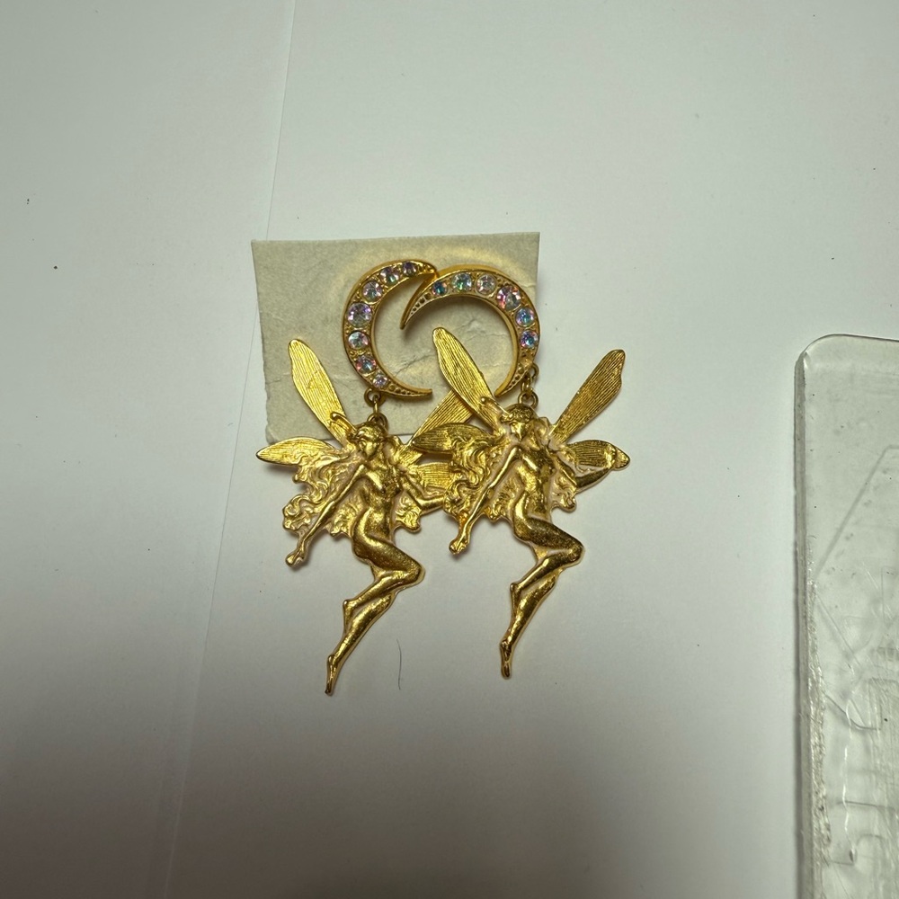 Kirks Folly Gold Fairy Earrings with Rainbow Accents